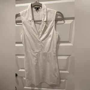 Theory 00 white cotton sleeveless, fitted, collared dress